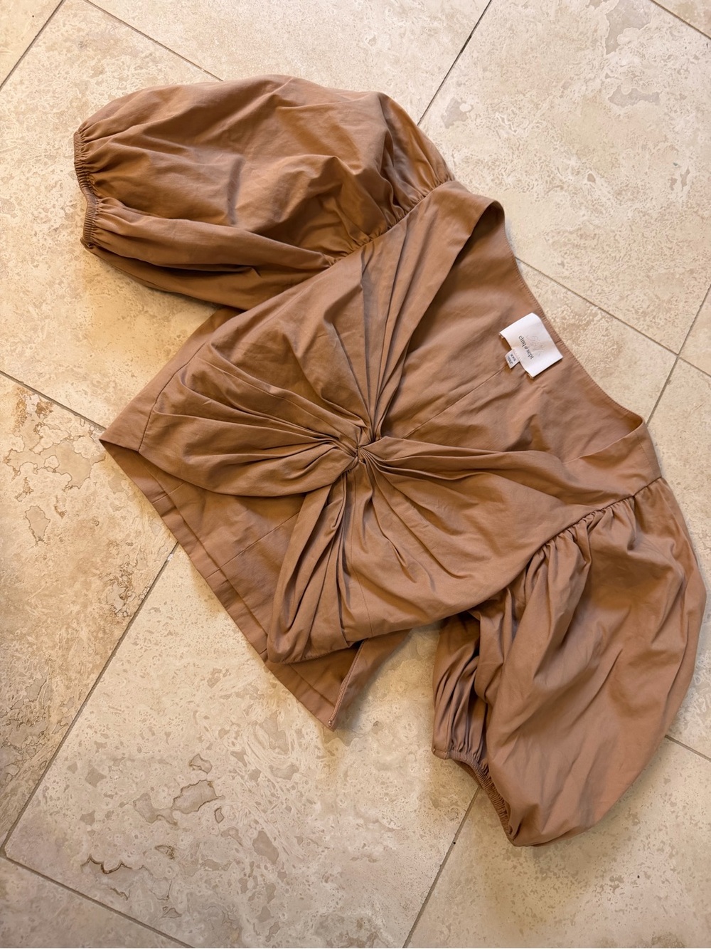 cinq a sept Twist-Front Puff Sleeve Skirt - Brown